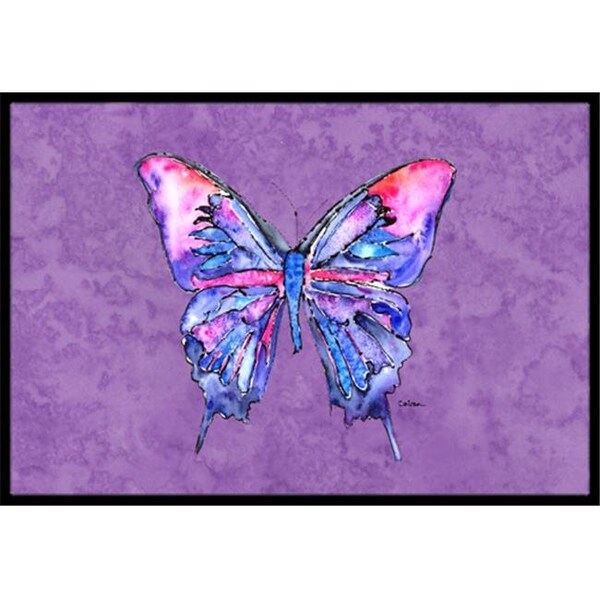 Carolines Treasures 8860MAT Butterfly on Purple Indoor Or Outdoor Doormat - 18 x 27 in. 8860MAT - main